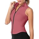 FEOYA Women Sleeveless Athletic Tank Top Shirts Full Zip Up Tshirt for Yoga Running Fitness Exercise