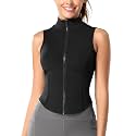 FEOYA Women Sleeveless Athletic Tank Top Shirts Full Zip Up Tshirt for Yoga Running Fitness Exercise