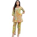 feranoid Elegant V-Neck 34 Sleeve Kurta amp