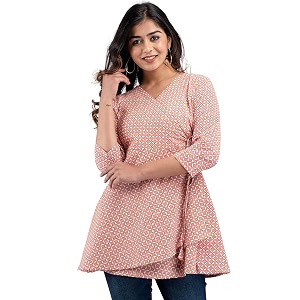 feranoid Floral Print Angrakha 3 Sleeves Flared