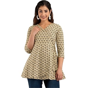 feranoid Floral Print Angrakha 3 Sleeves Flared