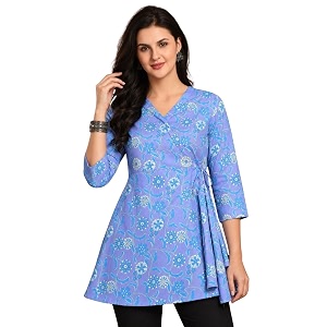 feranoid Floral Print Angrakha 3 Sleeves Flared