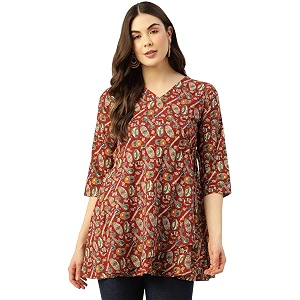 feranoid Floral Print Angrakha 3 Sleeves Flared