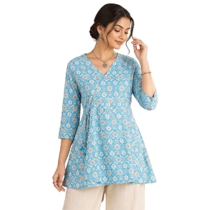 feranoid Floral Print Angrakha 3 Sleeves Flared