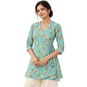 feranoid Floral Print Angrakha 3 Sleeves Flared