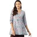 feranoid Floral Print Angrakha 3 Sleeves Flared
