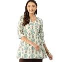 feranoid Floral Print Angrakha 3 Sleeves Flared