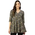 feranoid Floral Print Angrakha 3 Sleeves Flared