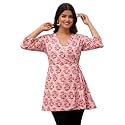 feranoid Floral Print Angrakha 3 Sleeves Flared