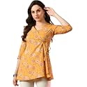 feranoid Floral Print Angrakha 3 Sleeves Flared