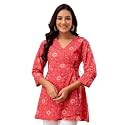 feranoid Floral Print Angrakha 3 Sleeves Flared