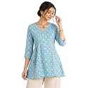 feranoid Floral Print Angrakha 3 Sleeves Flared