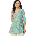 feranoid Floral Print Angrakha 3 Sleeves Flared