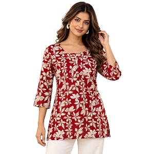 feranoid Printed Top with Round Neck