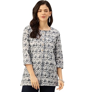feranoid Printed Top with Round Neck