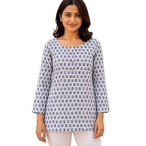 feranoid Printed Top with Round Neck