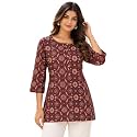 feranoid Printed Top with Round Neck amp