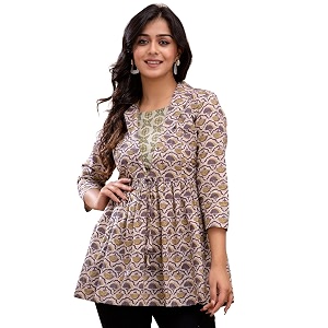 feranoid Womens Cotton Floral Printed Short Kurti