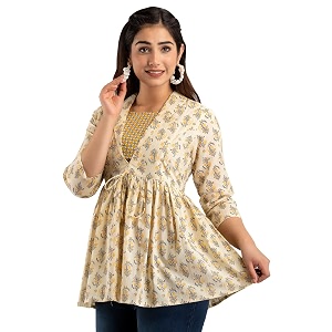 feranoid Womens Cotton Floral Printed Short Kurti