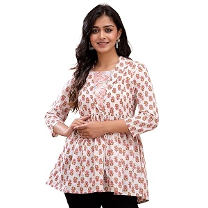 feranoid Womens Cotton Floral Printed Short Kurti