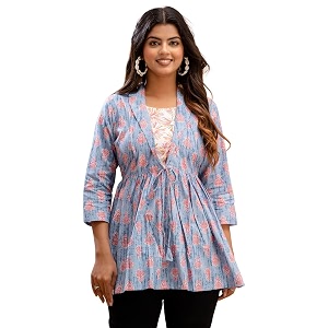 feranoid Womens Cotton Floral Printed Short Kurti