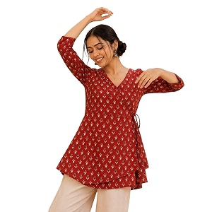 feranoid Women Cotton Angrakha Kurti