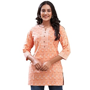 feranoid Women Cotton Printed Short Kurti