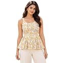 feranoid Women Cotton Printed Sleeveless Strap Peplum