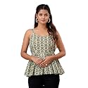 feranoid Women Cotton Printed Sleeveless Strap Peplum