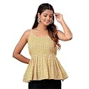 feranoid Women Cotton Printed Sleeveless Strap Peplum