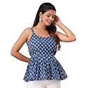 feranoid Women Cotton Printed Sleeveless Strap Peplum