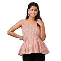 feranoid Women Cotton Printed Sleeveless Strap Peplum