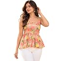 feranoid Women Cotton Printed Sleeveless Strap Peplum
