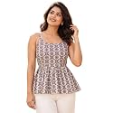 feranoid Women Cotton Printed Sleeveless Strap Peplum