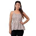 feranoid Women Cotton Printed Sleeveless Strap Peplum