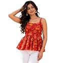 feranoid Women Cotton Printed Sleeveless Strap Peplum