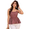 feranoid Women Cotton Printed Sleeveless Strap Peplum