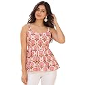 feranoid Women Cotton Printed Sleeveless Strap Peplum