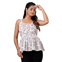 feranoid Women Cotton Printed Sleeveless Strap Peplum