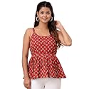 feranoid Women Cotton Printed Sleeveless Strap Peplum