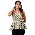 feranoid Women Cotton Printed Sleeveless Strap Peplum