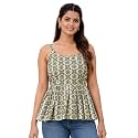 feranoid Women Cotton Printed Sleeveless Strap Peplum