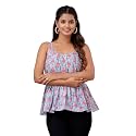 feranoid Women Cotton Printed Sleeveless Strap Peplum