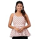feranoid Women Cotton Printed Sleeveless Strap Peplum
