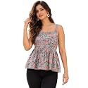 feranoid Women Cotton Printed Sleeveless Strap Peplum