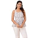 feranoid Women Cotton Printed Sleeveless Strap Peplum