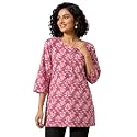 feranoid Women Cotton Printed Straight Short Kurti