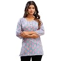 feranoid Women Cotton Printed Straight Short Kurti