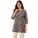 feranoid Women Cotton Printed Straight Short Kurti