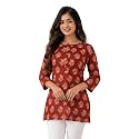 feranoid Women Cotton Printed Straight Short Kurti